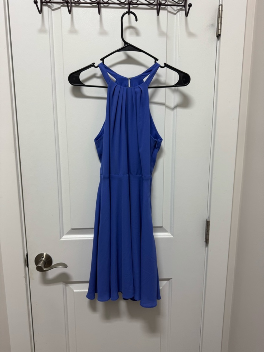 Express Sky Blue Halter Skater Dress